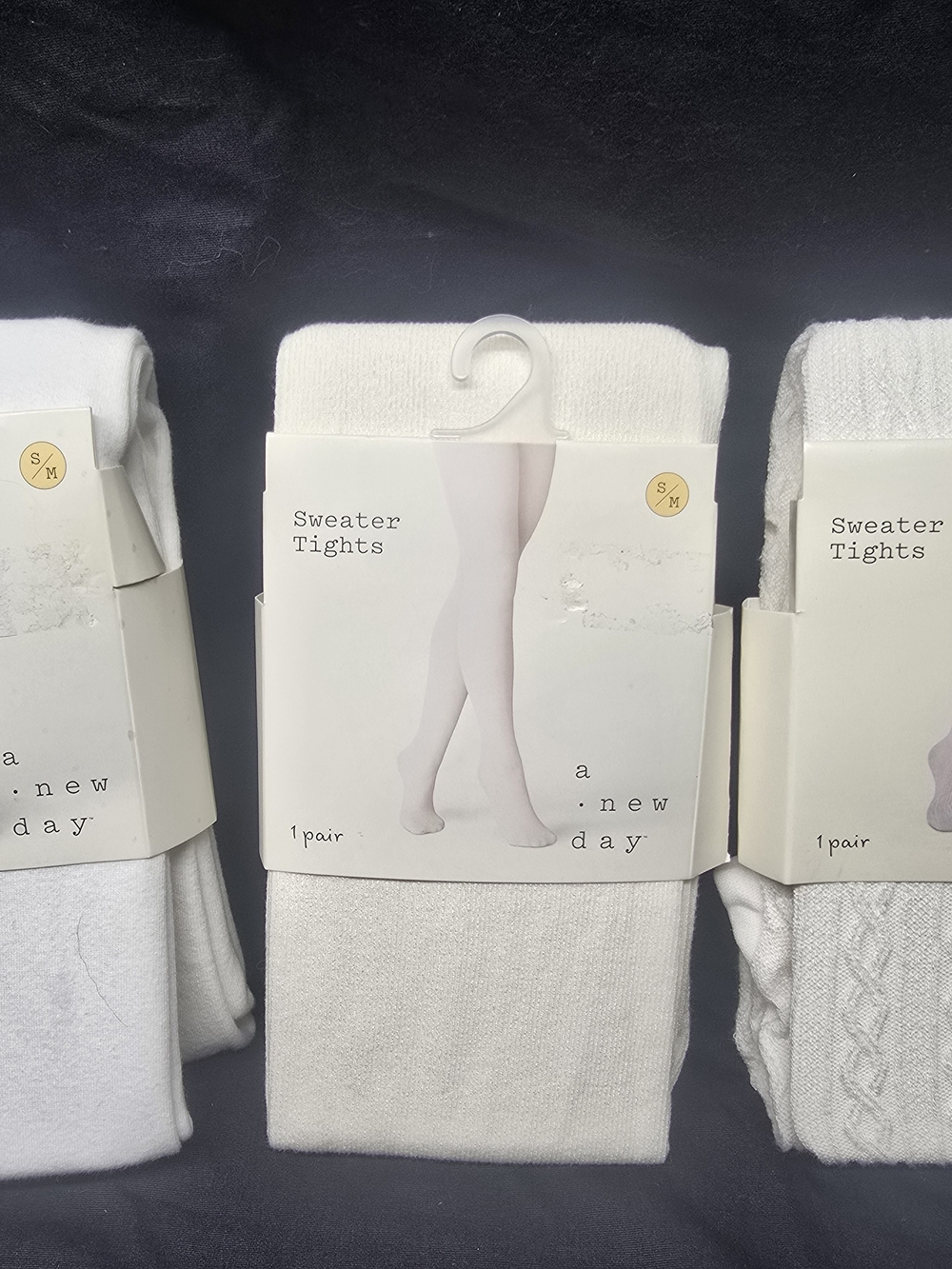 A New Day Women's White Sweater Tights - 3 Pair Bundle